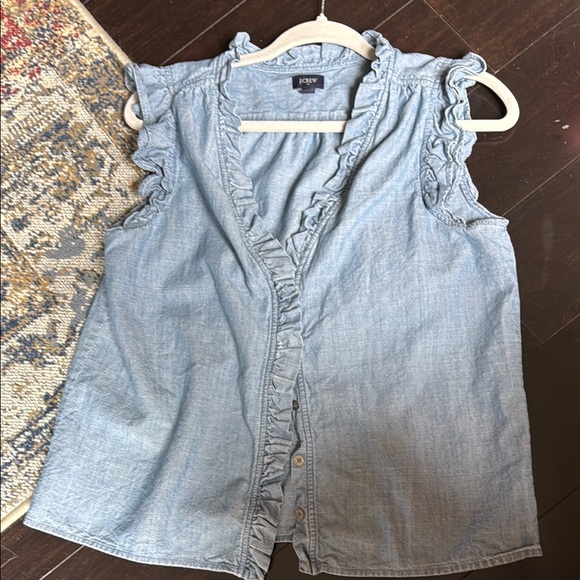J Crew Denim Ruffle Sleeveless Top - Picture 5 of 5